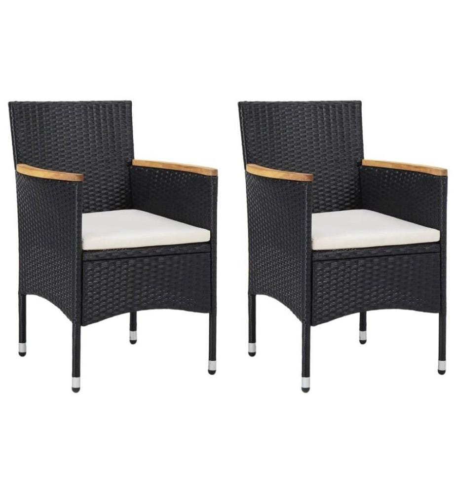 Garten-Essstühle 2 Stk. Poly Rattan Schwarz
