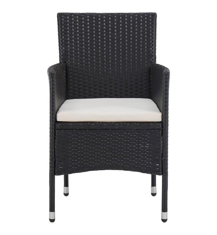 Chaises de jardin 2 pcs Résine tressée Noir