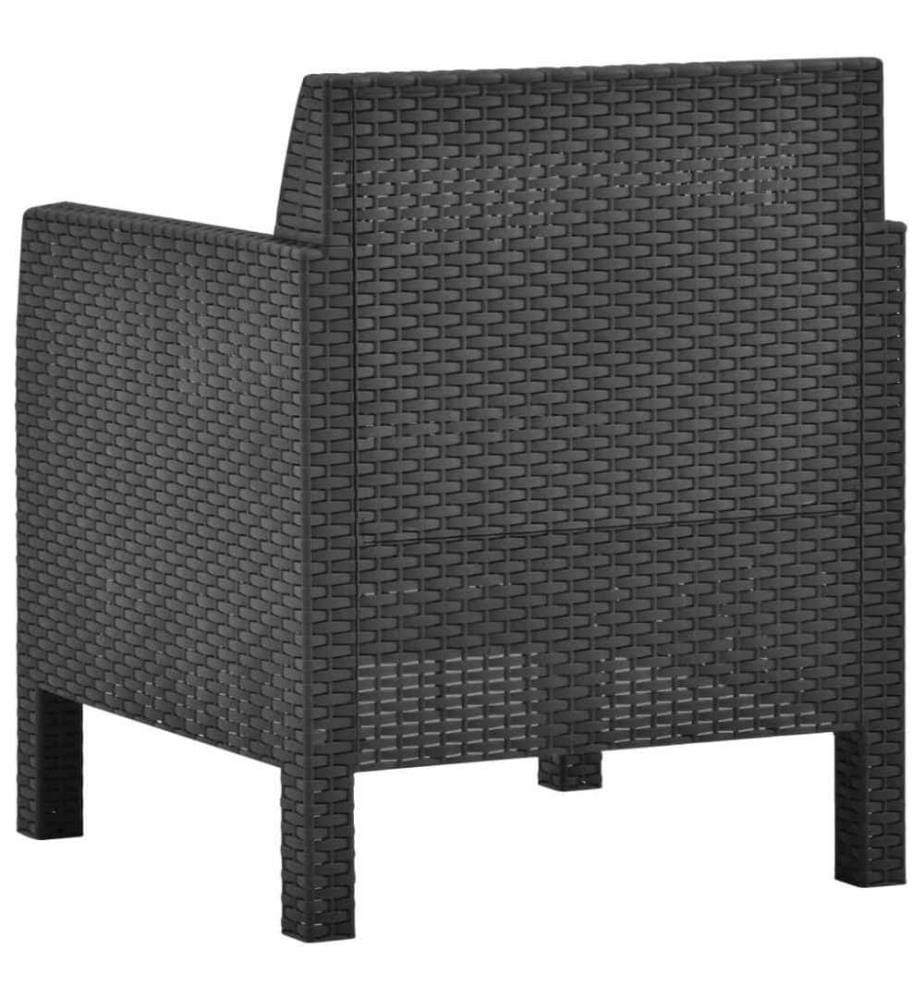 Gartenstühle mit Kissen 2 Stk. PP Rattan Anthrazit