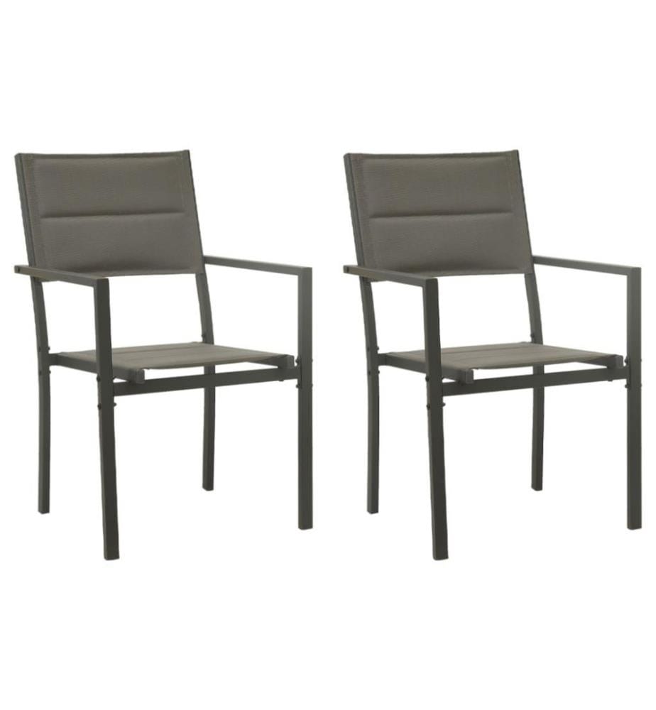 Chaises de jardin 2 pcs Textilène et acier Gris et anthracite