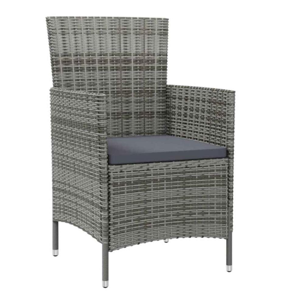 Chaises de jardin avec coussins 4 pcs Résine tressée Gris