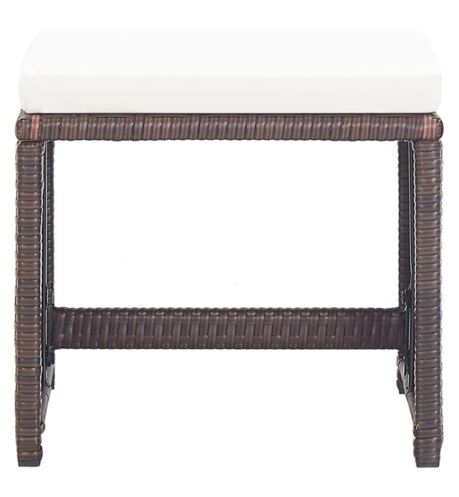 Tabourets de jardin 4 pcs avec coussins Résine tressée Marron