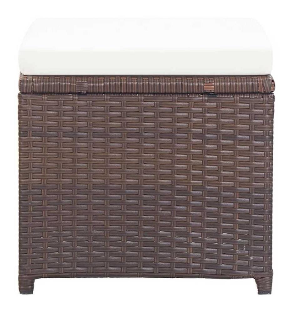 Tabourets de jardin 4 pcs avec coussins Résine tressée Marron