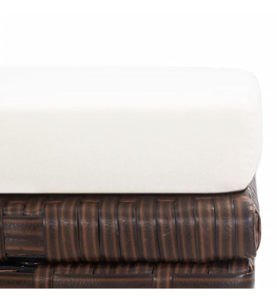 Tabourets de jardin 4 pcs avec coussins Résine tressée Marron