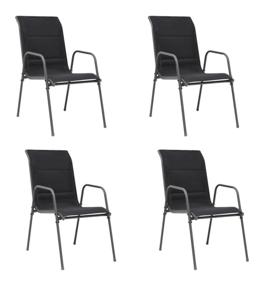 Chaises empilables de jardin 4 pcs Acier et textilène Noir