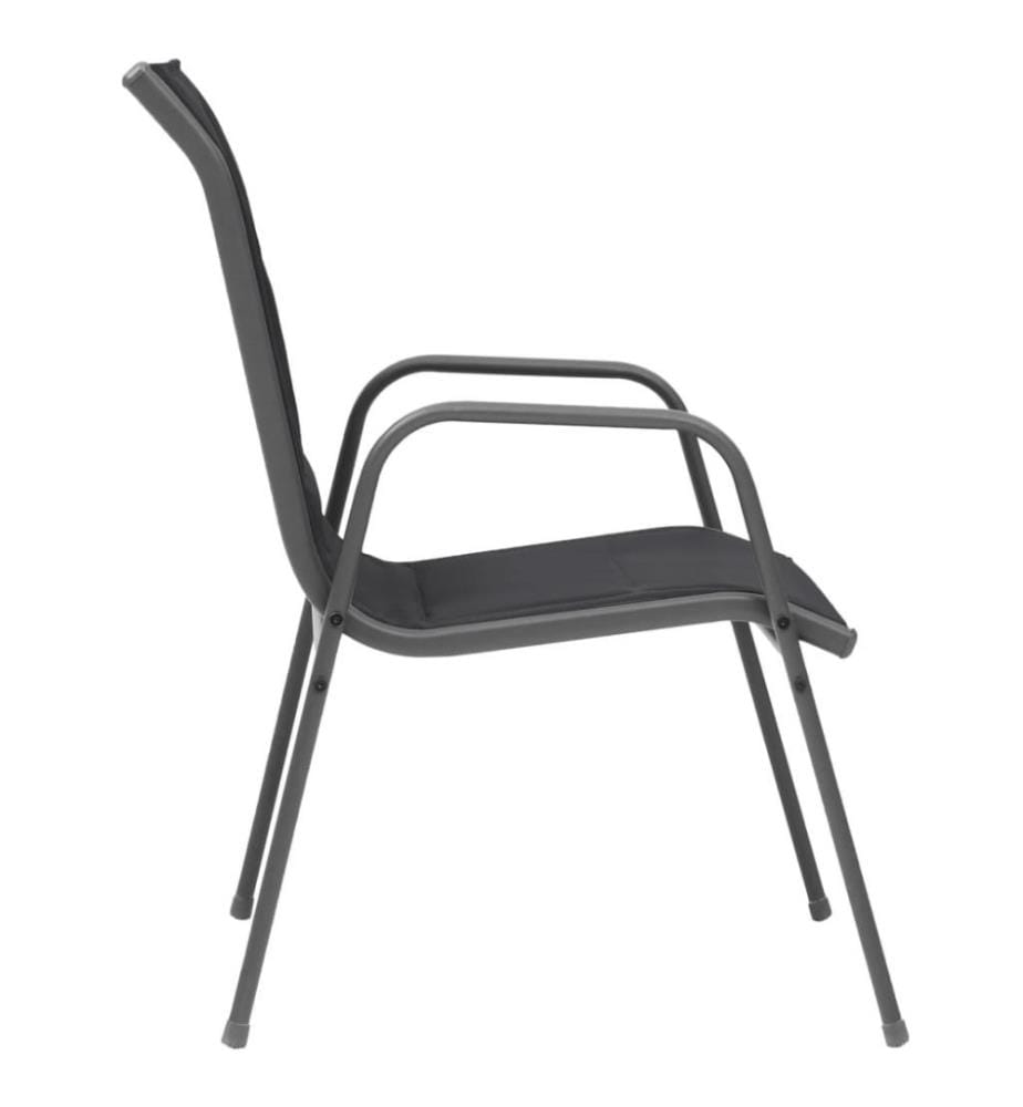 Chaises empilables de jardin 4 pcs Acier et textilène Noir