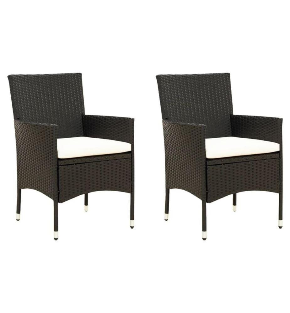 Gartenstühle mit Kissen 2 Stk. Poly Rattan Schwarz