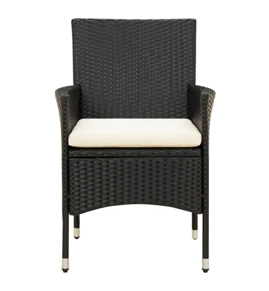 Gartenstühle mit Kissen 2 Stk. Poly Rattan Schwarz