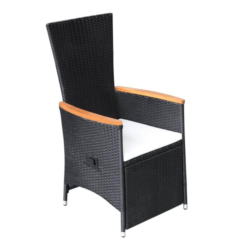 Chaise inclinable de jardin 2pc et coussins Résine tressée Noir