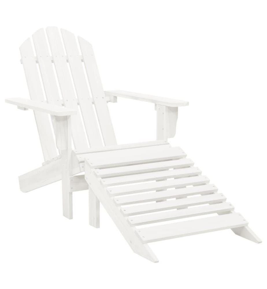 Gartensessel mit Fussstütze Holz Weiss