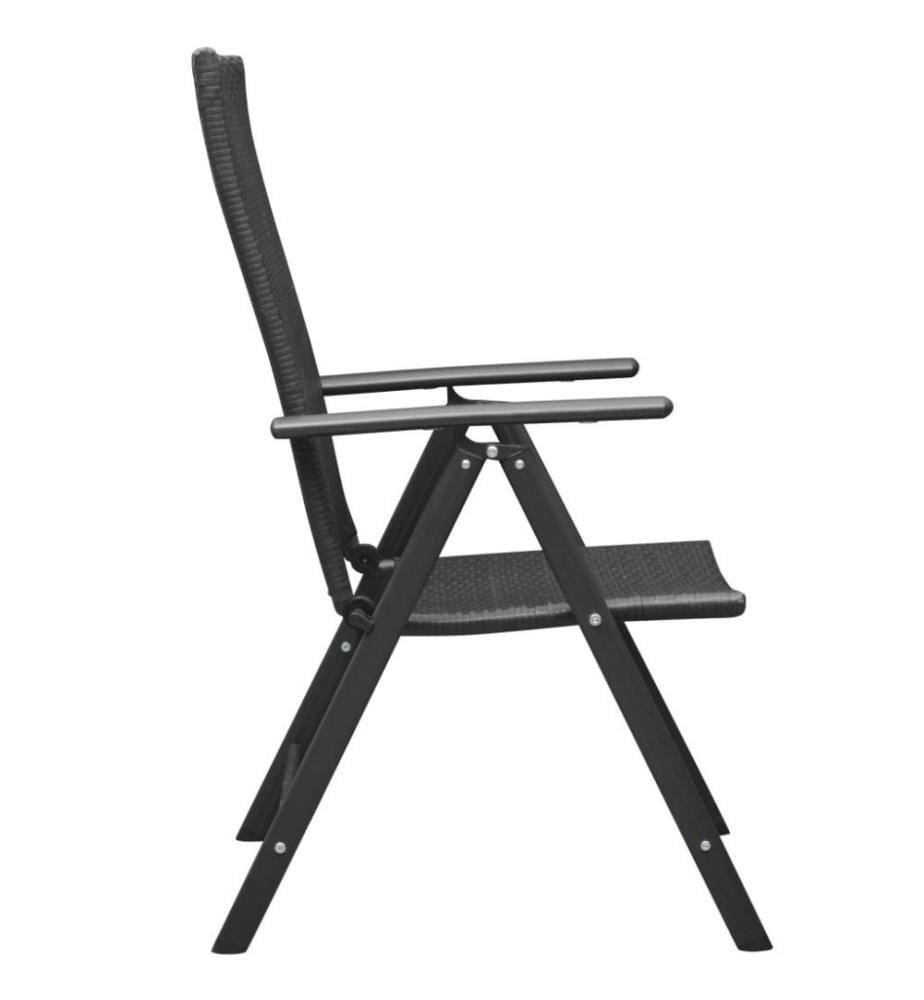 Stapelbare Gartenstühle 2 Stk. Poly Rattan Schwarz