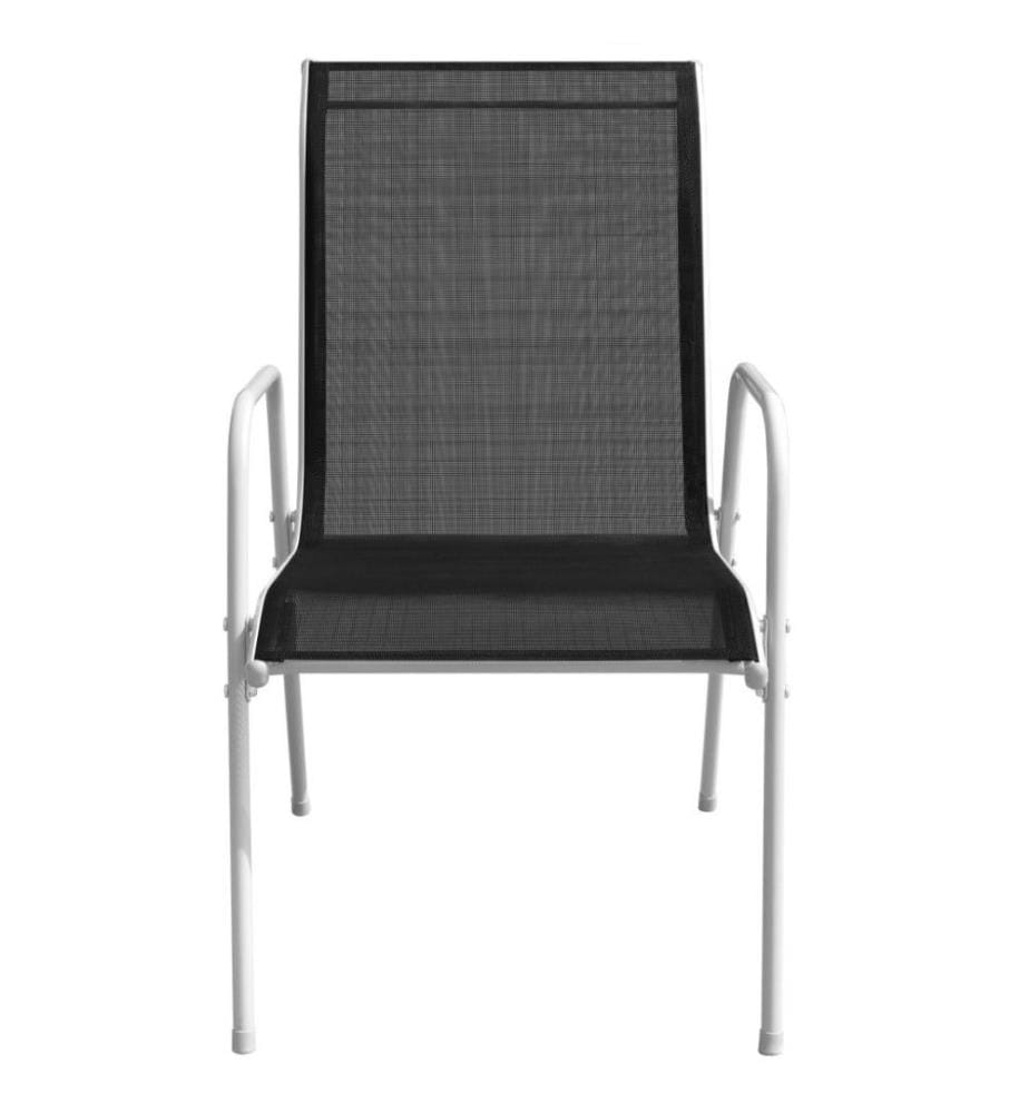 Stapelbare Gartenstühle 6 Stk. Stahl und Textiline Schwarz