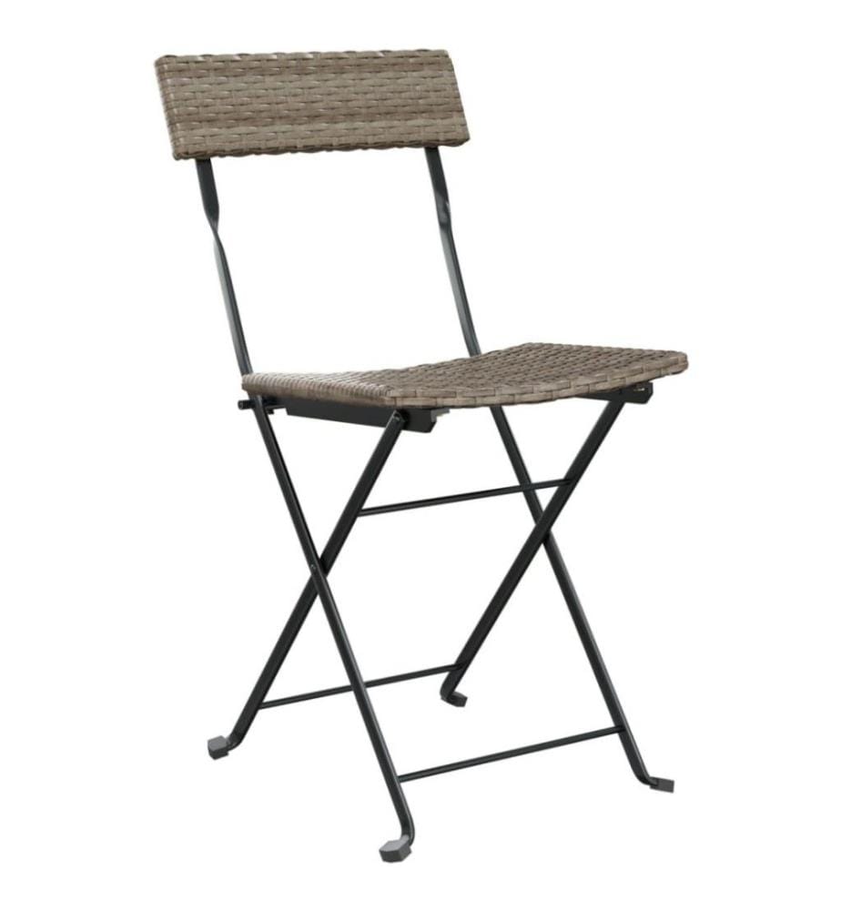 Bistrostühle 2 Stk. Klappbar Grau Poly Rattan und Stahl