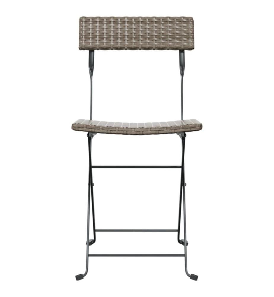Chaises de bistrot pliantes 2 pcs Gris Résine tressée et acier