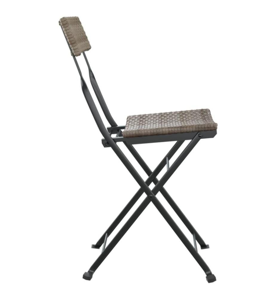 Chaises de bistrot pliantes 2 pcs Gris Résine tressée et acier