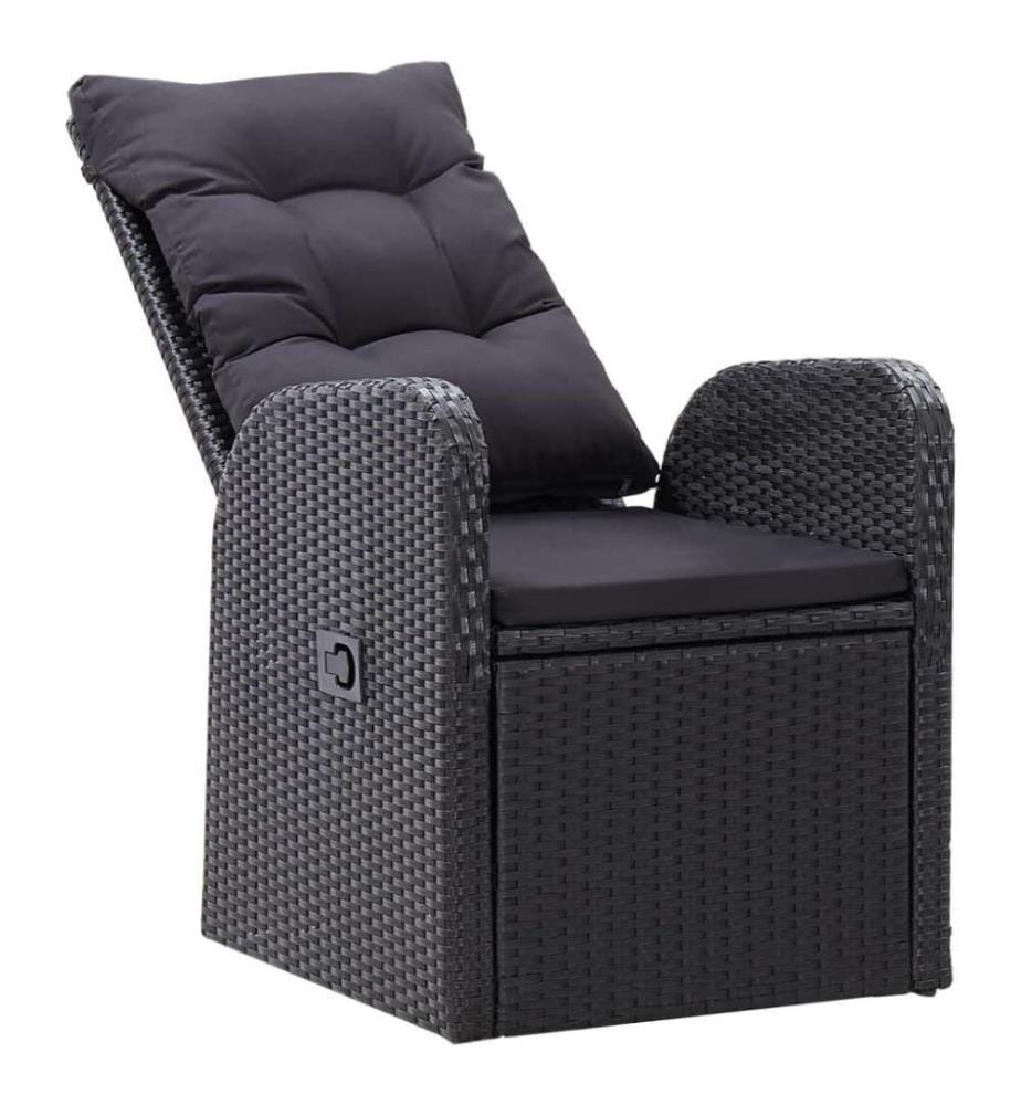 Garten-Liegestühle 2 Stk. mit Auflagen Poly Rattan Schwarz