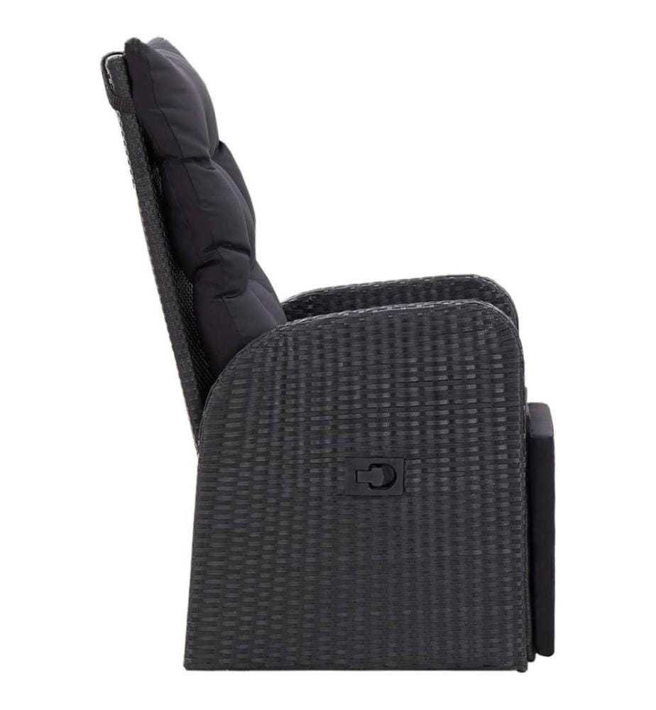 Garten-Liegestuhl mit Auflage Poly Rattan Schwarz