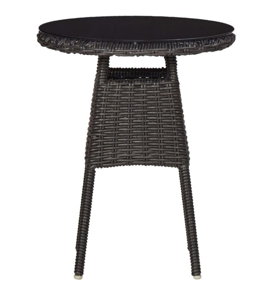 Chaises de jardin avec table à thé 2 pcs Résine tressée Noir