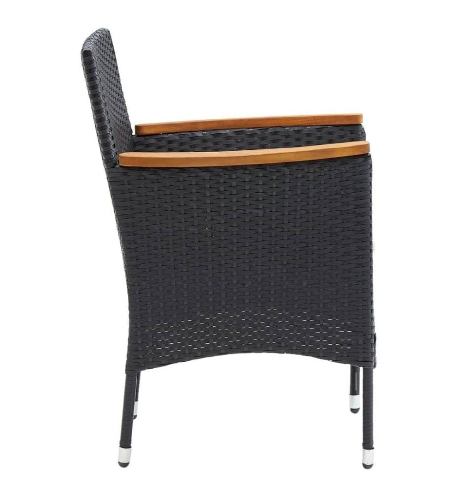 Garten-Essstühle 4 Stk. Poly Rattan Schwarz