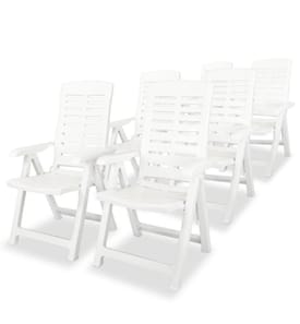 Garten-Liegestühle 6 Stk. Kunststoff Weiss