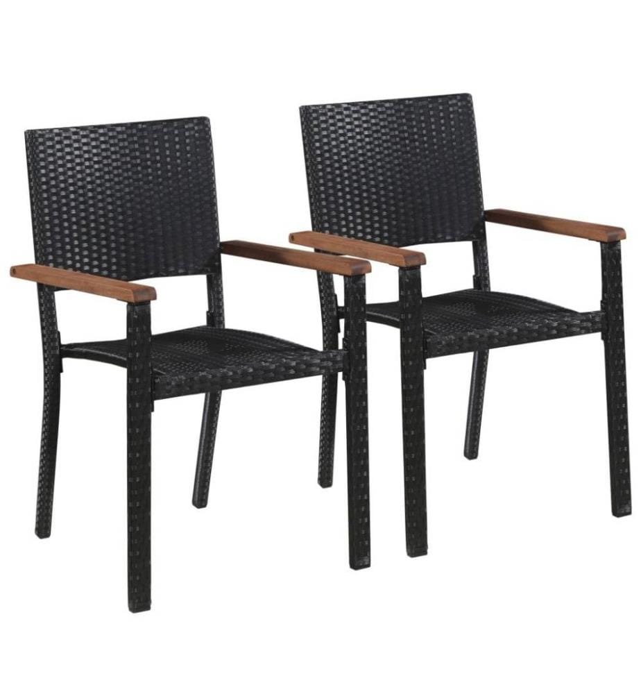 Gartenstühle 2 Stk. Poly-Rattan Schwarz