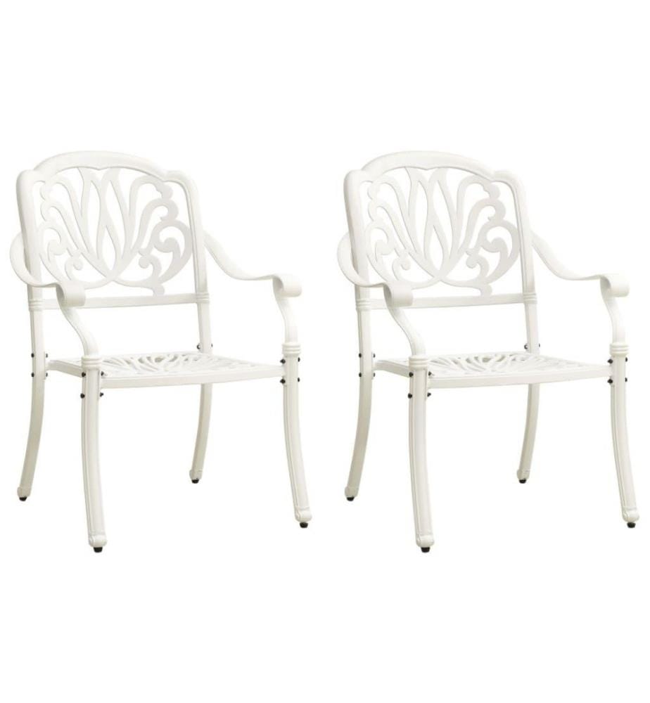 Chaises de jardin 2 pcs Aluminium coulé Blanc