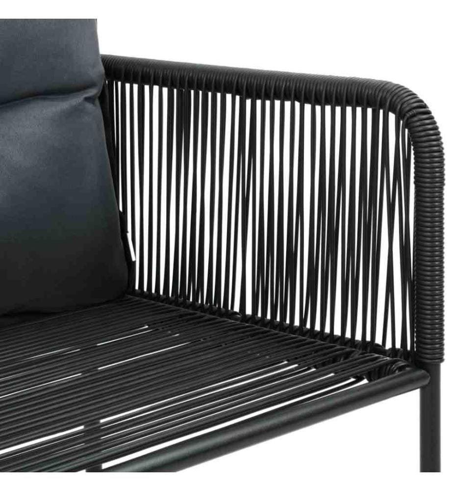 Chaises d'extérieur 6 pcs avec oreillers Résine tressée Noir