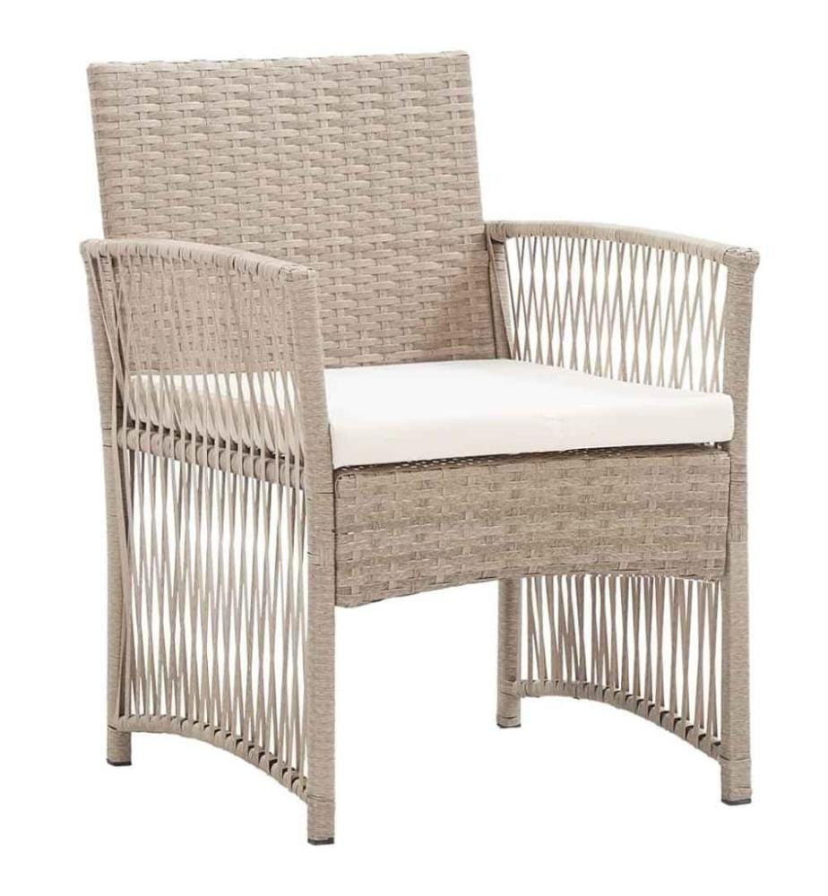 Gartensessel mit Sitzkissen 2 Stk. Beige Poly Rattan