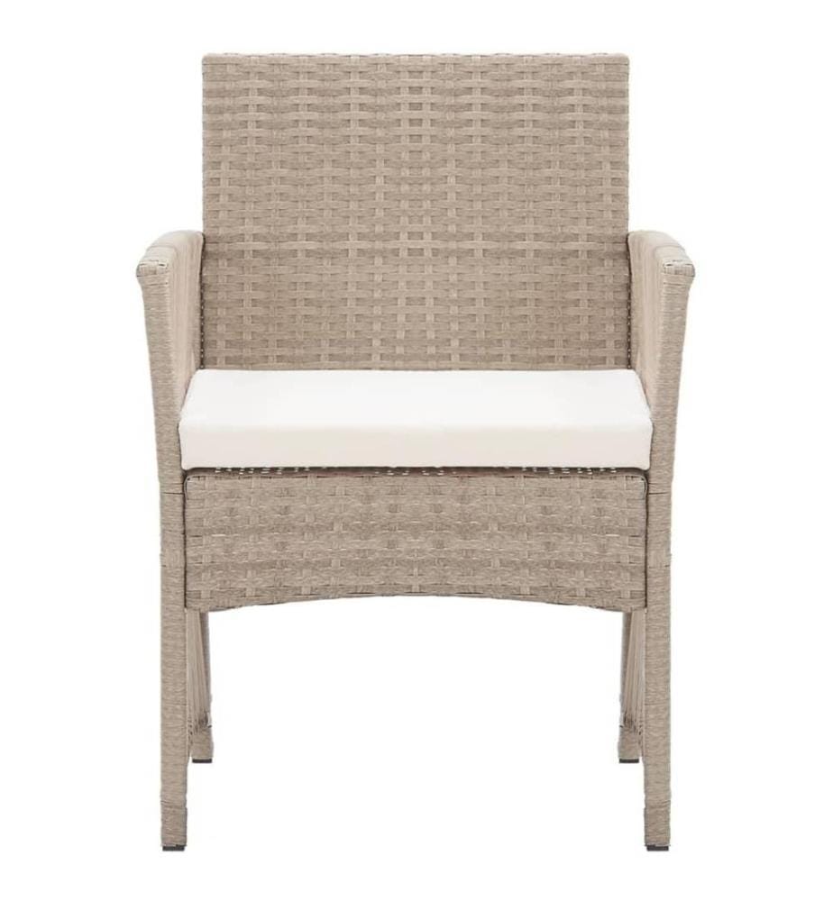 Gartensessel mit Sitzkissen 2 Stk. Beige Poly Rattan