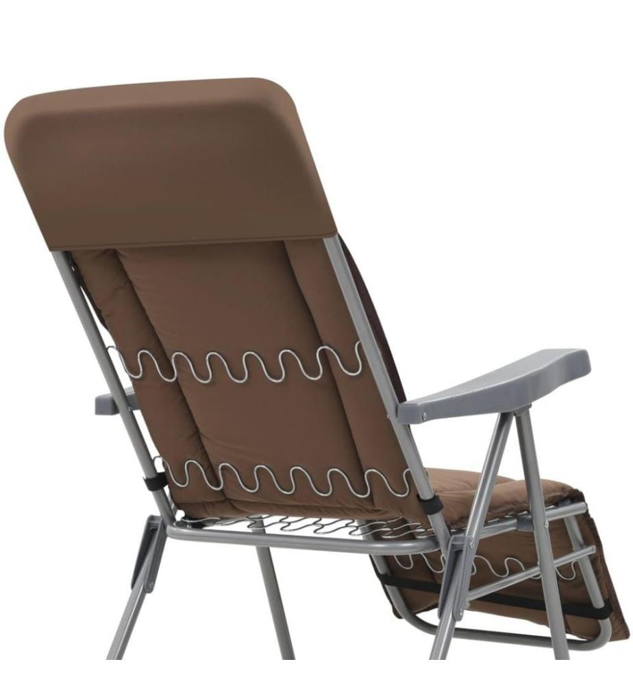 Chaises pliables de jardin avec coussins 2 pcs Marron