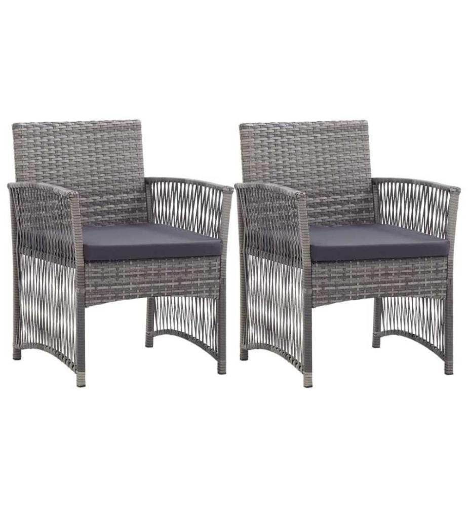 Gartensessel mit Sitzkissen 2 Stk. Anthrazit Poly Rattan