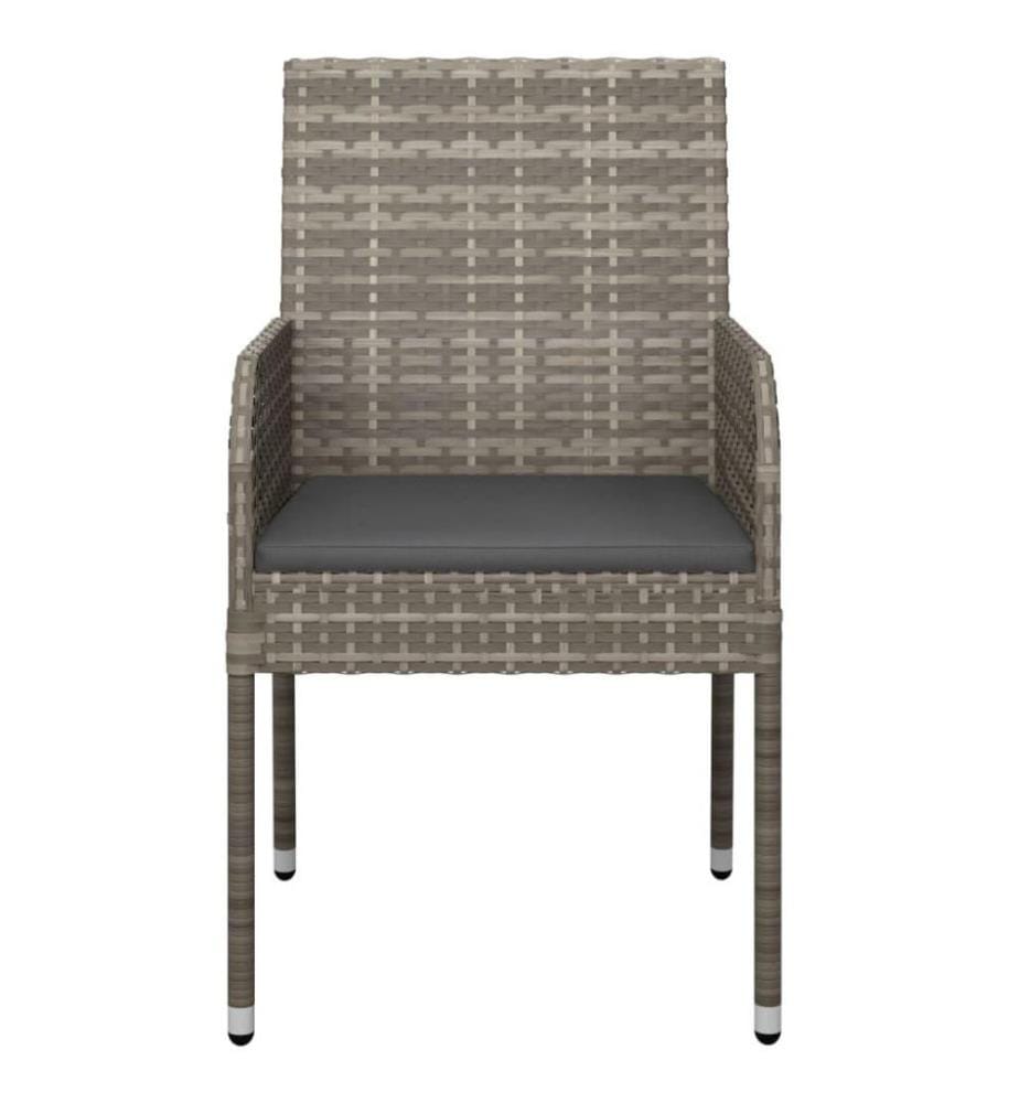 Gartenstühle mit Kissen 4 Stk. Poly Rattan Grau