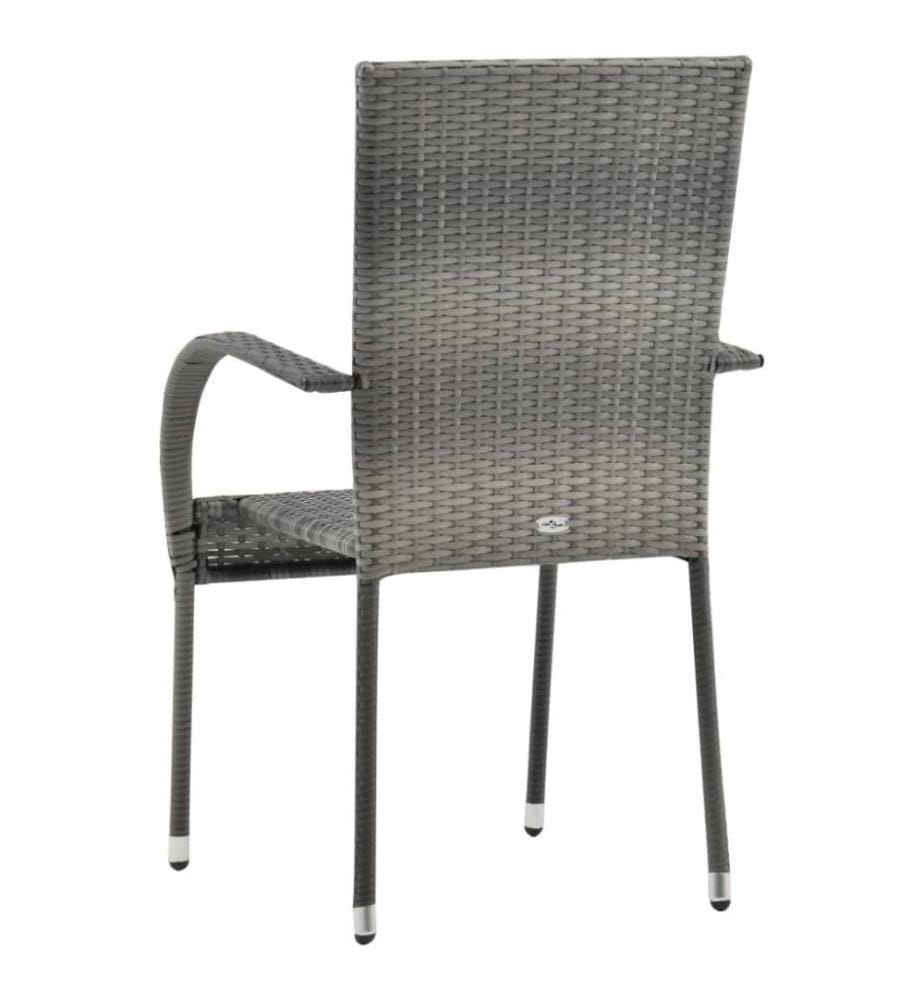 Chaises empilables d'extérieur 6 pcs Gris Résine tressée