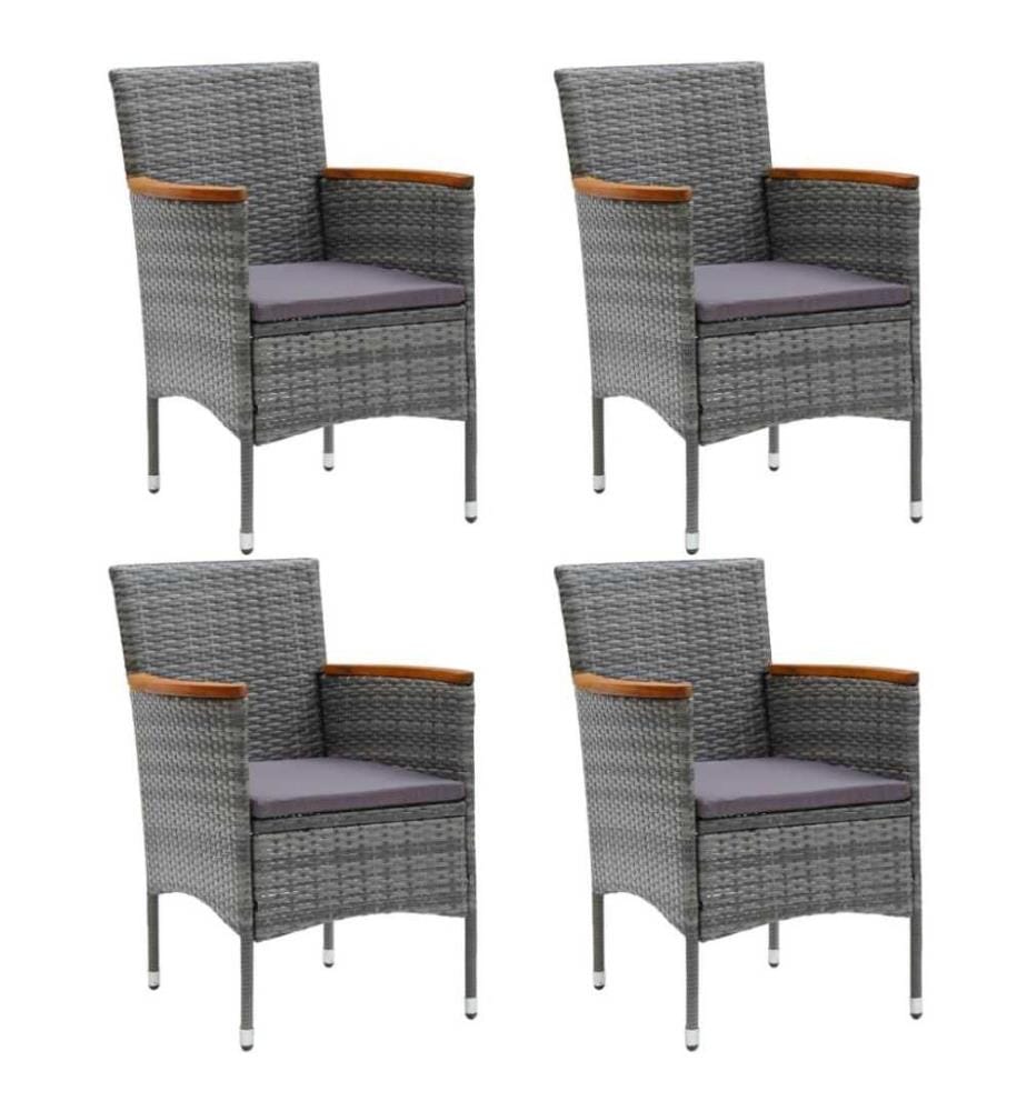 Garten-Essstühle 4 Stk. Poly Rattan Grau