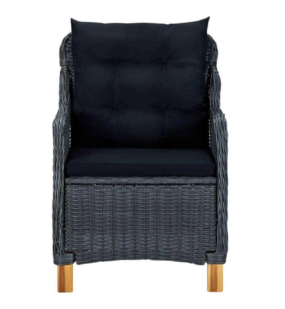 Gartenstühle mit Kissen 2 Stk. Poly Rattan Dunkelgrau