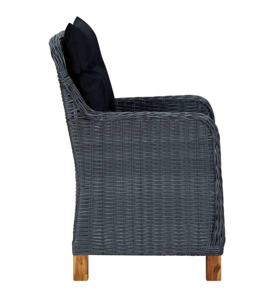 Gartenstühle mit Kissen 2 Stk. Poly Rattan Dunkelgrau