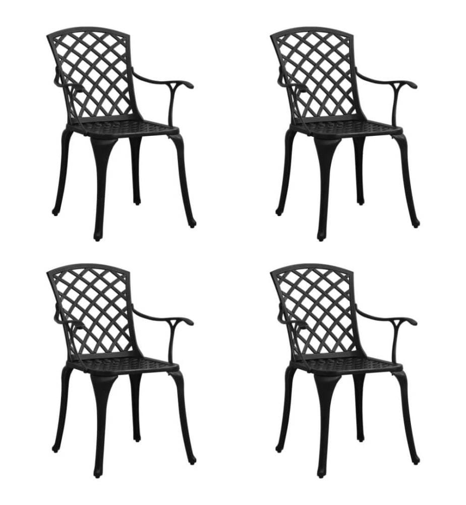 Chaises de jardin 4 pcs Aluminium coulé Noir