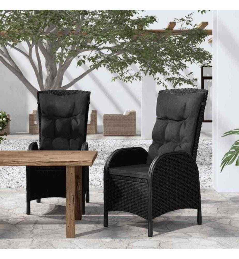 Gartenstühle 2 Stk. Poly Rattan Schwarz