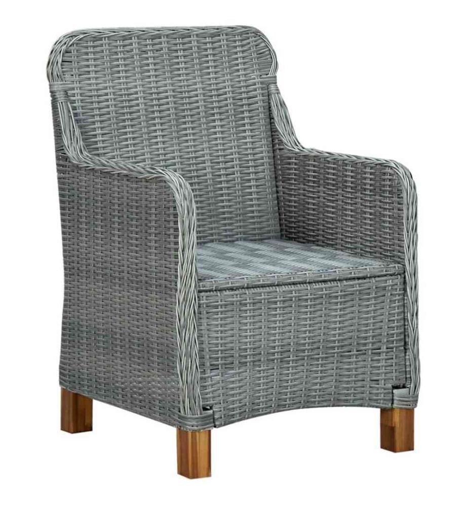 Gartenstühle mit Kissen 2 Stk. Poly Rattan Hellgrau