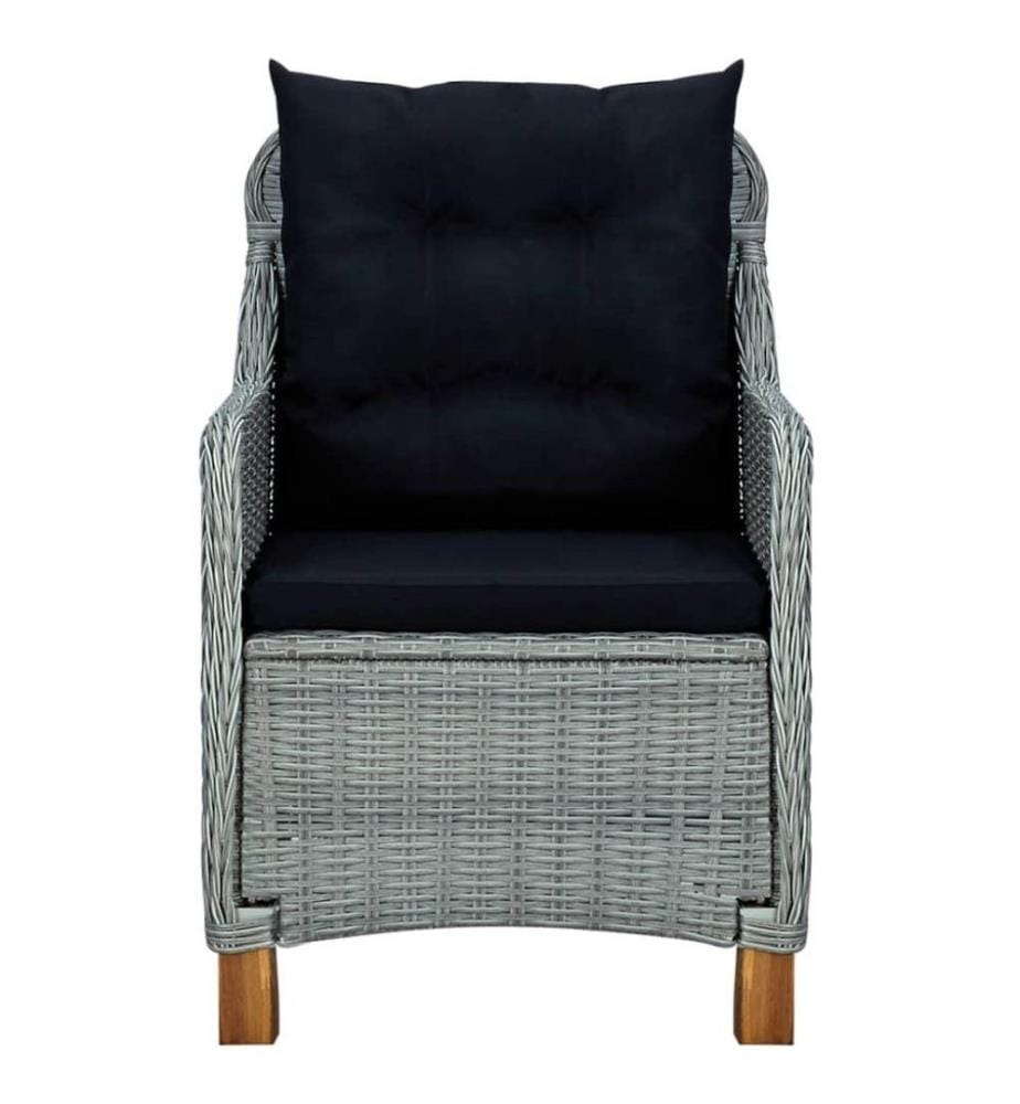 Gartenstühle mit Kissen 2 Stk. Poly Rattan Hellgrau