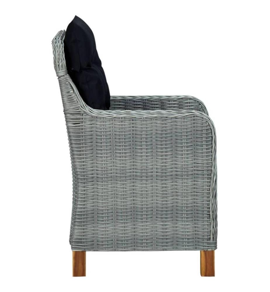 Gartenstühle mit Kissen 2 Stk. Poly Rattan Hellgrau