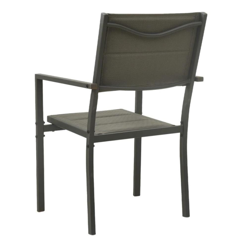 Chaises de jardin 4 pcs Textilène et acier Gris et anthracite
