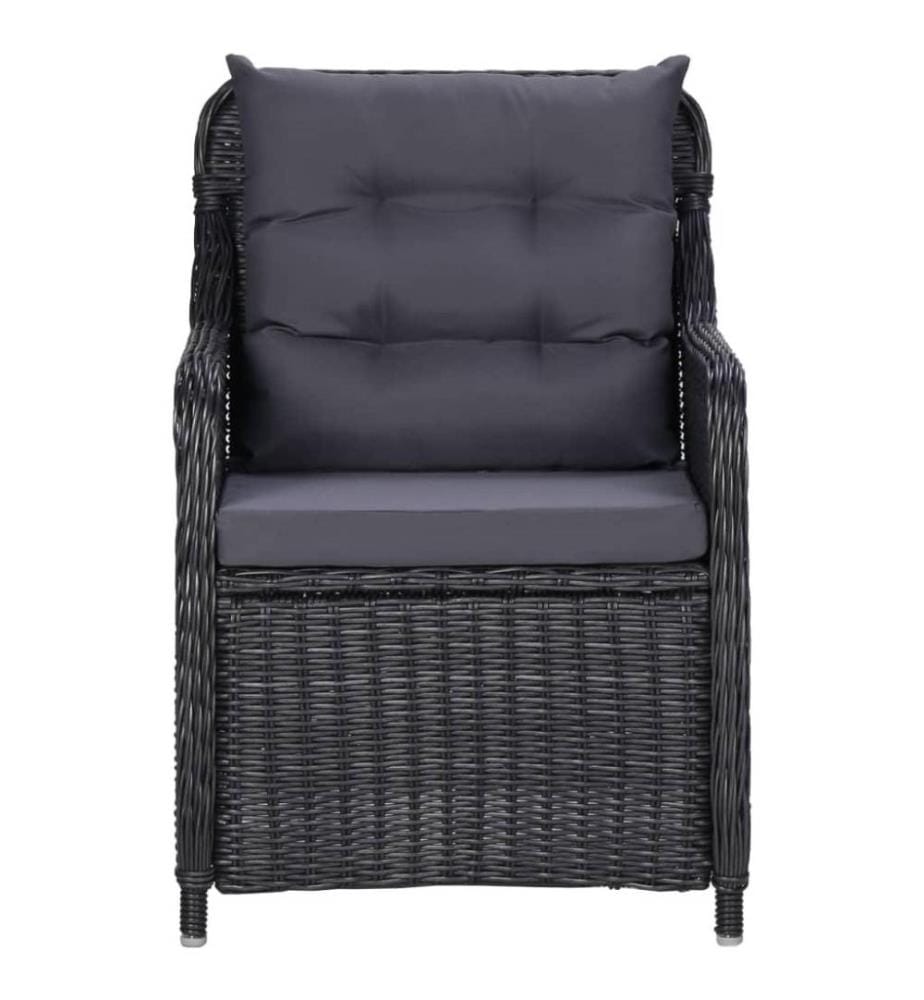 Gartenstühle 2 Stk. mit Auflagen Poly Rattan Schwarz