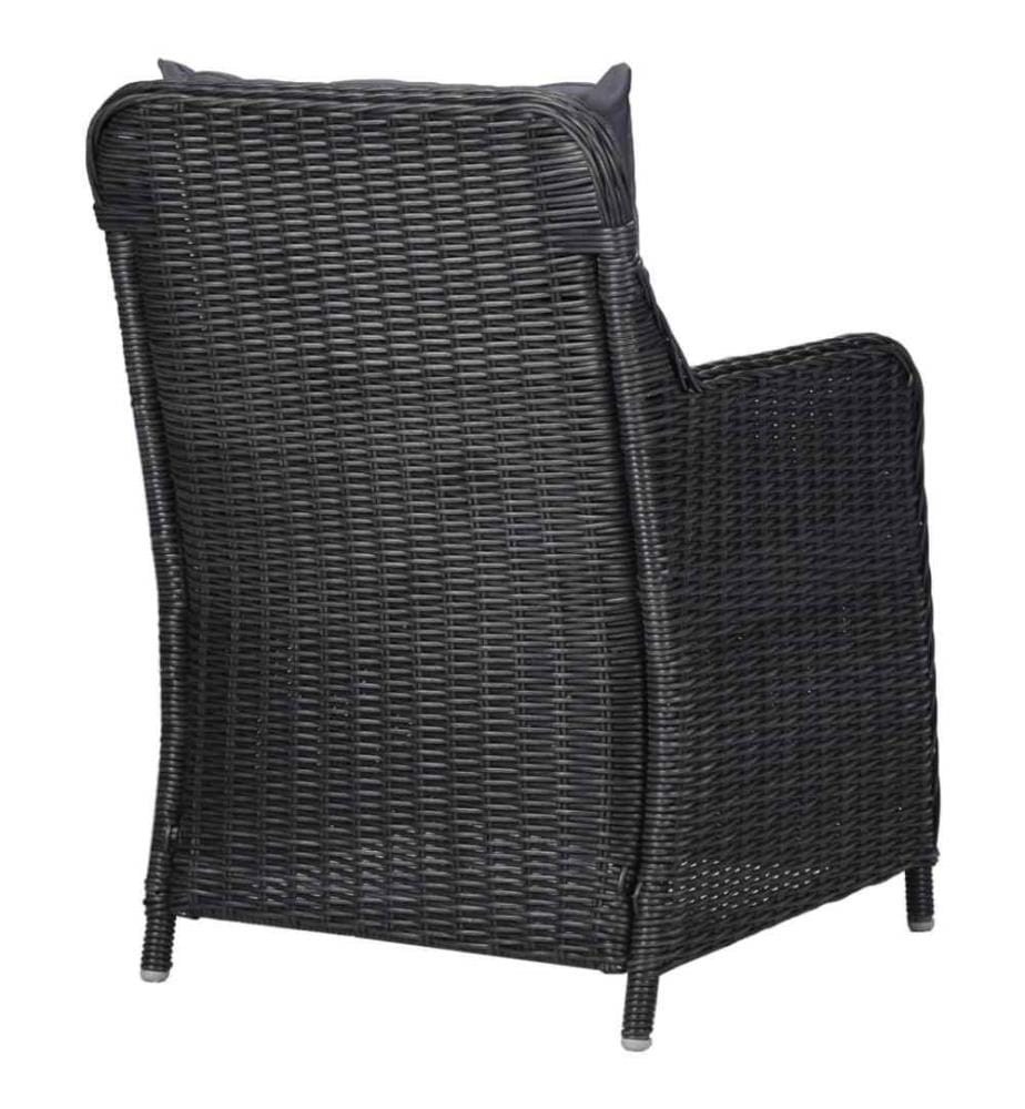 Gartenstühle 2 Stk. mit Auflagen Poly Rattan Schwarz
