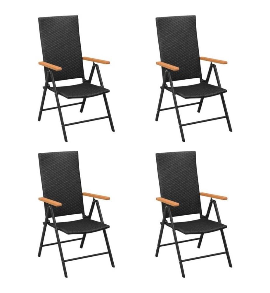 Gartenstühle 4 Stk. Poly Rattan Schwarz
