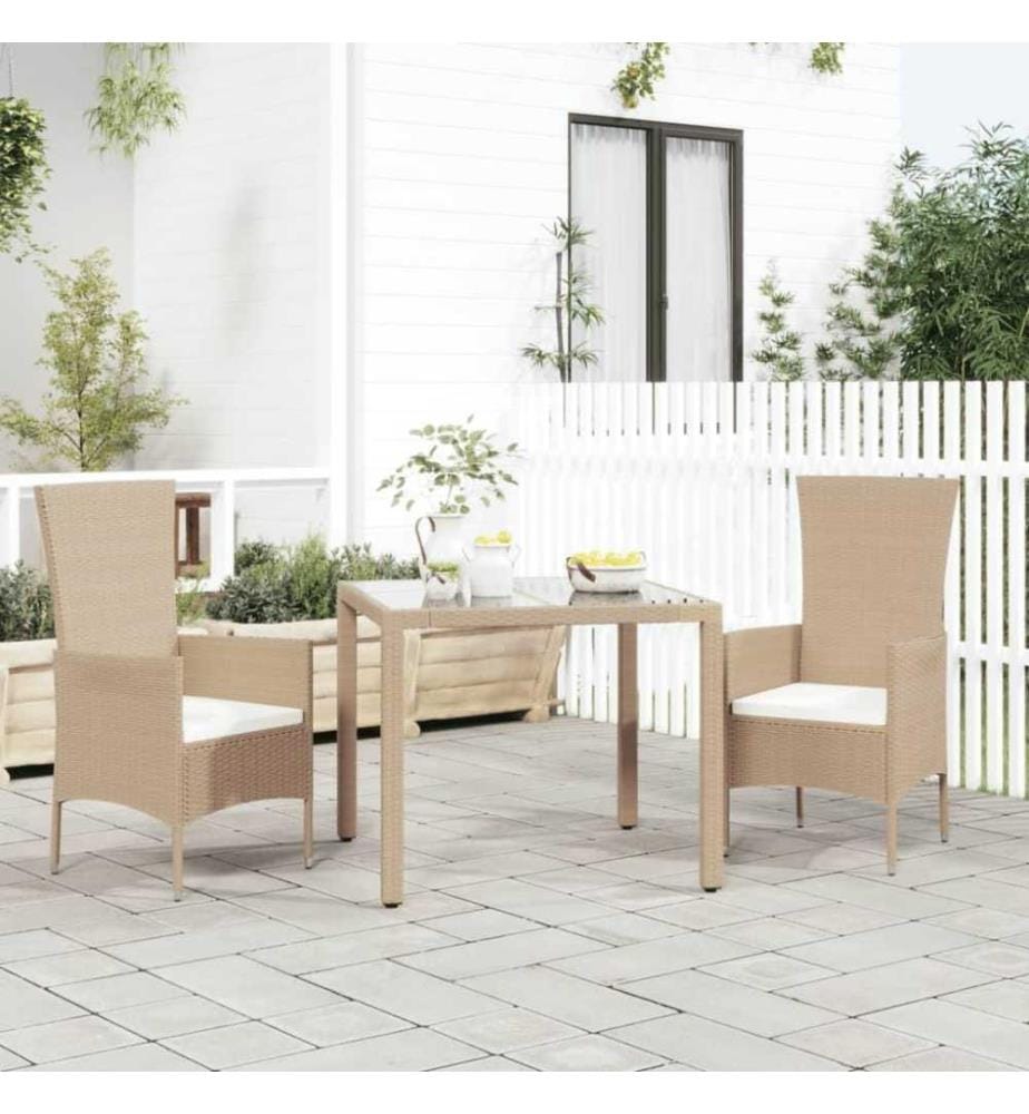 Gartenstühle mit Kissen 2 Stk. Poly Rattan Beige