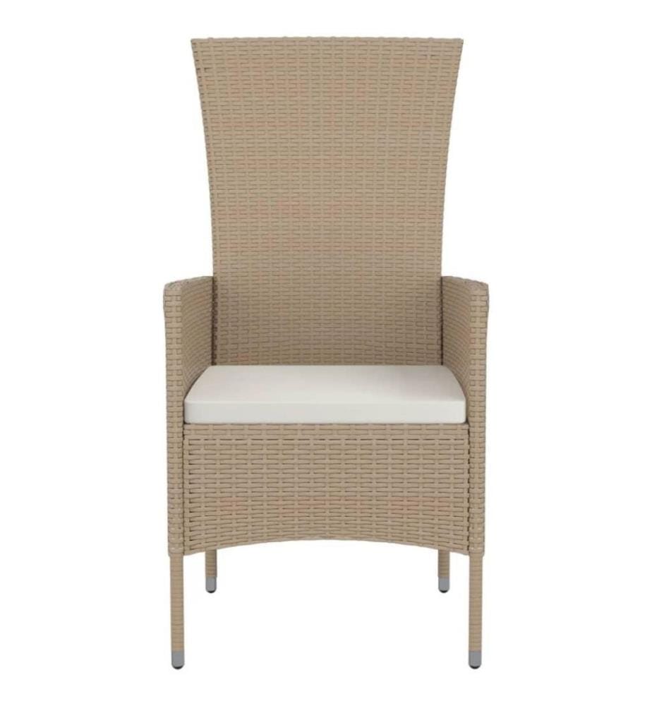 Gartenstühle mit Kissen 2 Stk. Poly Rattan Beige