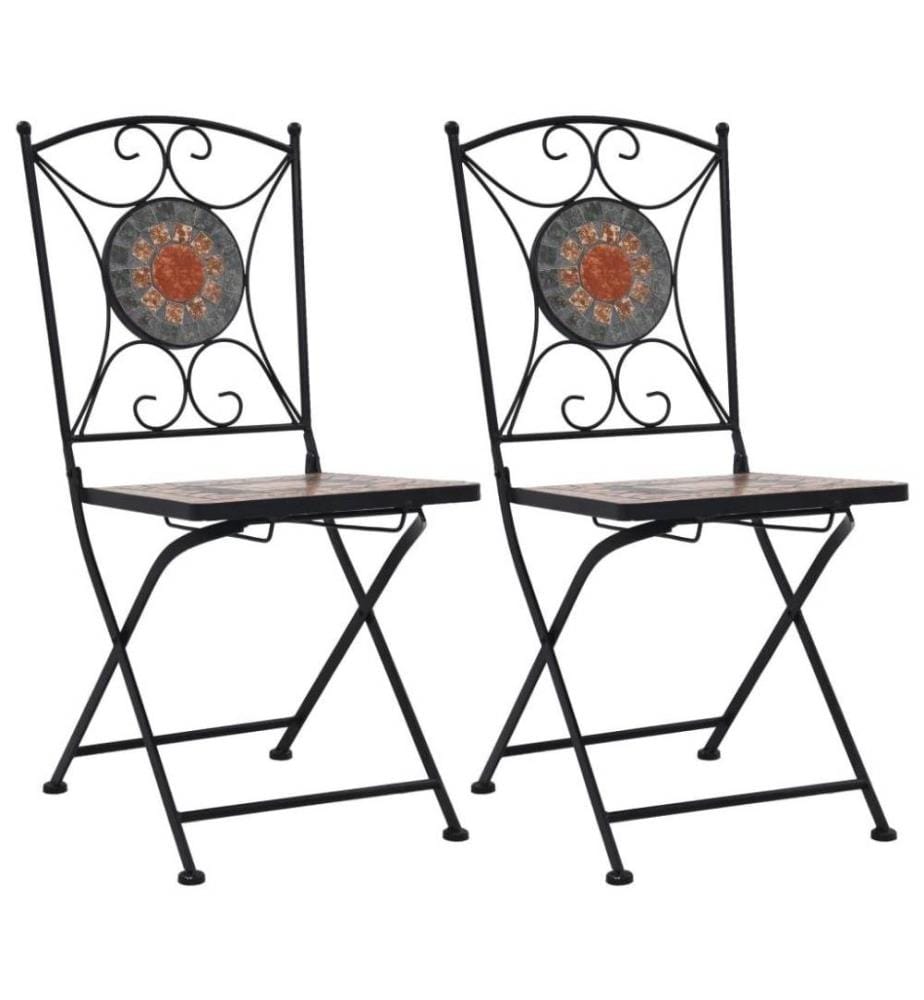 Chaises de bistrot mosaïque 2 pcs Orange et gris