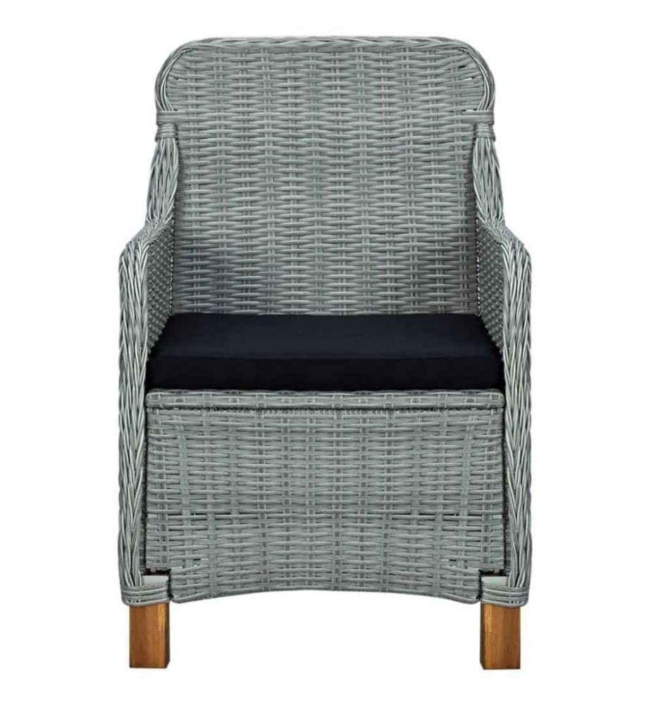 Gartenstühle mit Kissen 2 Stk. Poly Rattan Hellgrau