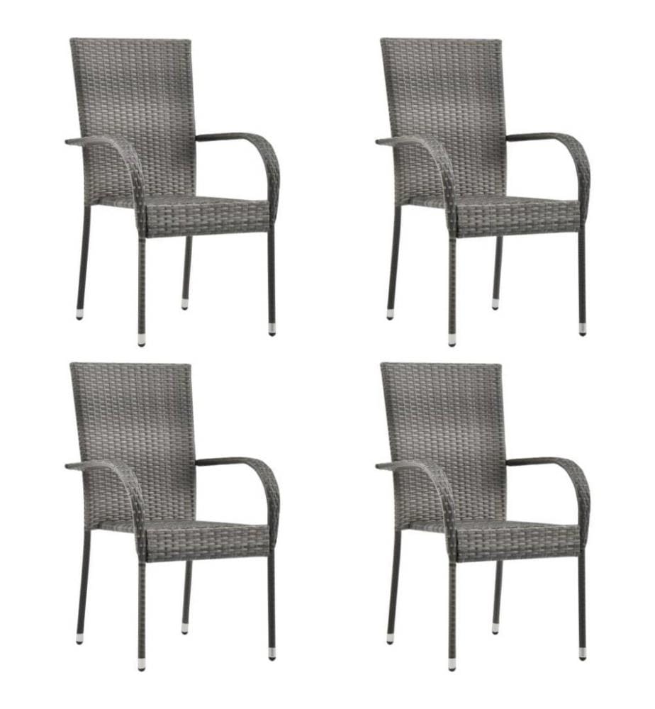 Gartenstühle Stapelbar 4 Stk. Grau Poly Rattan
